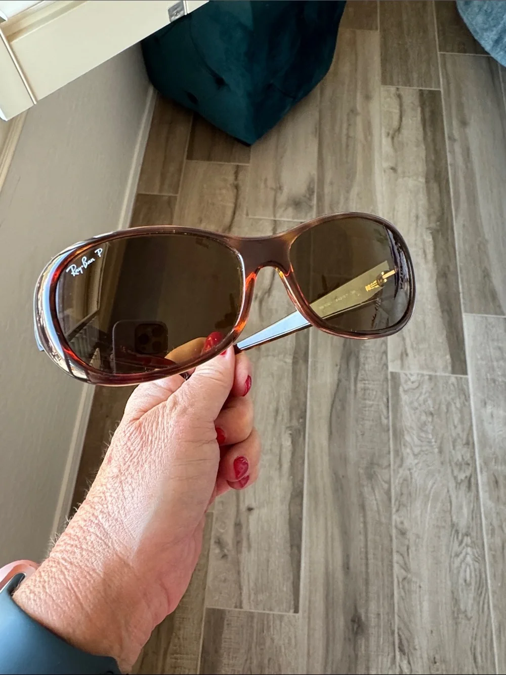 RAY BAN RB4061 GLOSSY TORT BROWN TONE POLARIZED GLASS LENS WRAP SUNGLASSES
